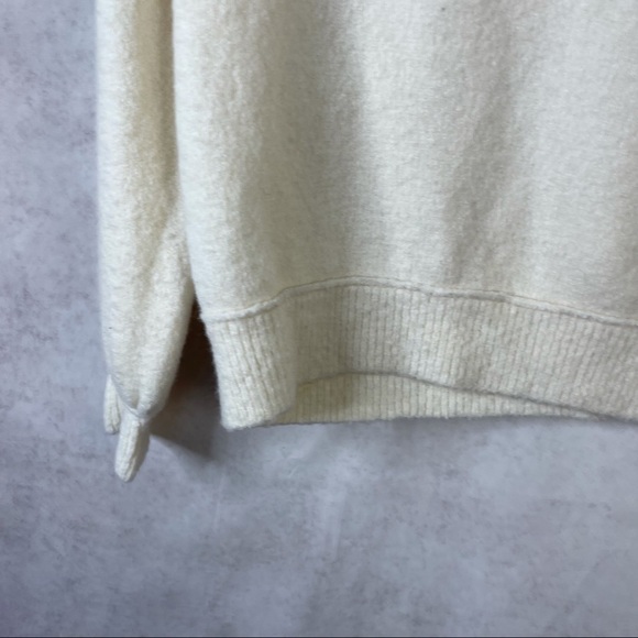 Free People Echo Beach Knit Fold Over Turtleneck Cowl Soft Sweater Ivory Size XS - Picture 6 of 11